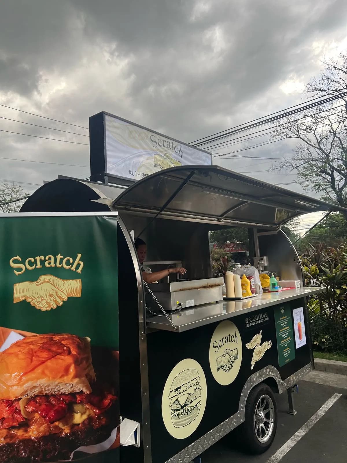 The Scratch Burger Truck, parked and open for service